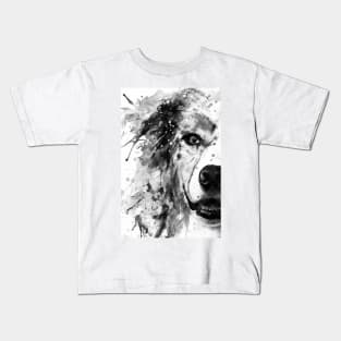 Australian Shepherd Dog Half Face Portrait Kids T-Shirt